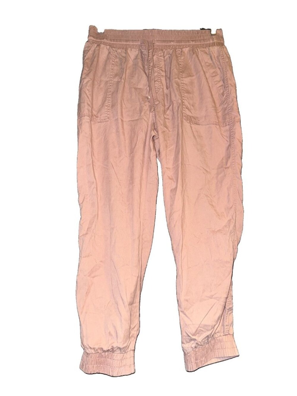 A New Day Womens Size L Pants Beige High Rise Tie Waist Pleated Gathered Ankle